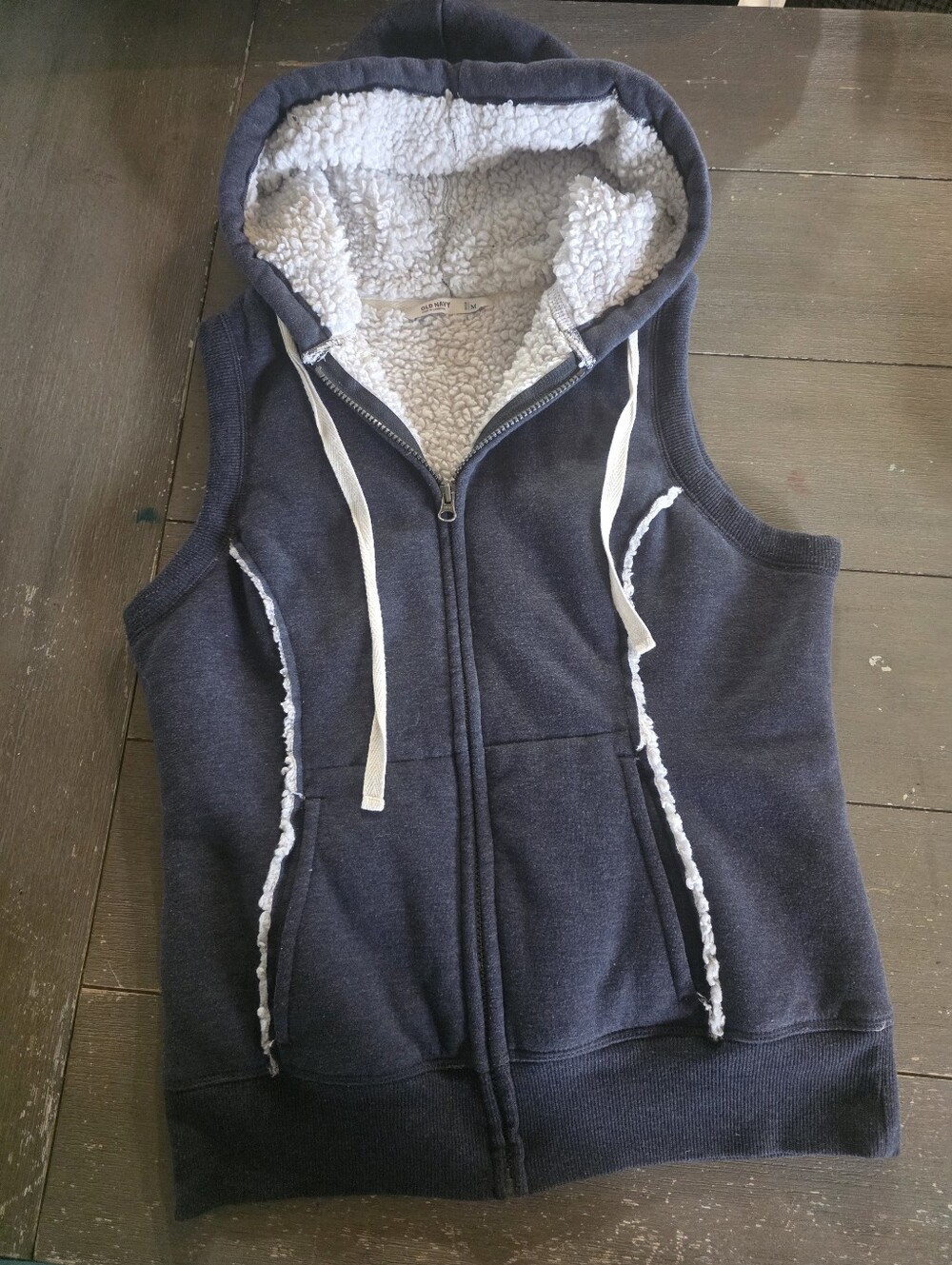 Old Navy Womens Sherpa-Lined Sleeveless Hoodie Vest M